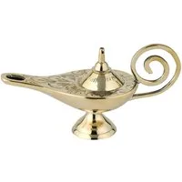Marrakesch Orient & Mediterran Interior Dekofigur Orientalische Aladin-Wunderlampe Jini modern aus Messing in Gold 19 cm (1 St), Handarbeit
