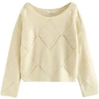 Next Strickpullover Schulterfreier Argyle-Pullover mit Pailletten (1-tlg)