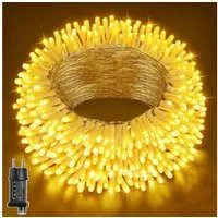 Quntis LED-Lichterkette 10-100M Lichterkette outdoor/indoor mit Stecker, Gartenlampen, 8 Modi, für Garten,Balkon,Hof,Hochzeit, deko ostern, Transparent