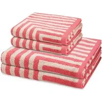 ROSS Handtuch Set Grafik, Frottee (Spar-Set, 4-St), 2 X Handtuch 2 X Duschtuch im Set - Baumwolle - Saugstark