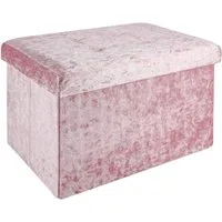 Intirilife Sitzbank (Faltbare Sitzbank 49x30x30 cm in Samt Ros), Sitzwürfel mit Stauraum und Deckel mit Samtbezug Sitzhocker