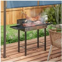 Outsunny Holzkohlegrill Campinggrill mit Grillrost und Rotisserie-Kit klappbar faltbar, Kohlegrill, BBQ Grill, Rostfreier Stahl+Metall Schwarz 118 x 32 x 90 cm