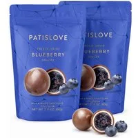 PATISLOVE Schokolade Patislove Heidelbeer Dragee Gefriergetrocknet in Schweizer Schokolade, Ohne künstliche Farbstoffe, 100% echte Frucht.
