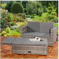 Melko Gartenlounge-Set Gartensofa Lounge Sessel Gartenmöbel Polyrattan Fußbank Sitzgarnitur, (Set), Kissen inkl. Reißverschluss, daher abnehm- und waschbar
