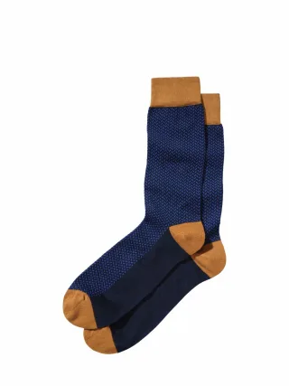 Mey & Edlich Herren Zickzack-Socke Blau 80 % Baumwolle, 20 % Polyamid