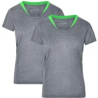 James & Nicholson Laufshirt Doppelpack Damen Kurzarm Laufshirt Running T-Shirt JN471 (Doppelpack, 2 Stück) Atmungsaktiv und Feuchtigkeitsregulierend