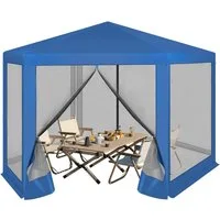Woltu Pavillon, mit 6 Seitenteilen, 3,8x3,3 m seckeckig, mit Seitenwänden Moskitonetz