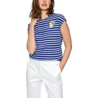 Marc Cain T-Shirt Amalfi Portofino Lemons Premium Damenmode Ringelshirt mit Zitronen-Applikation