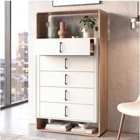 MCW Highboard MCW-P43-H, Abgerundete, organische Form, Stabile Konstruktion