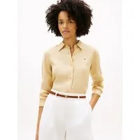 Tommy Hilfiger Hemdbluse ESS LINEN RELAXED SHIRT mit Logostickerei,kühlendes Premium Leinen
