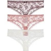 Dorina Brasilslip Lana Essential Lace (3er Pack) mit Spitze, leicht transparent, bequem, weich