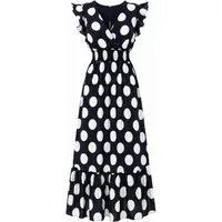 Elara Maxikleid Damen Maxikleid mit Punkten, Volantärmeln und elastischer Taille (1-tlg)