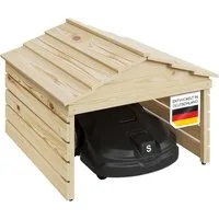 STEELSØN Mähroboter-Garage Nembus aus Kiefernholz, BxTxH: 74.5x78.5x53.5 cm, (natur, mit abnehmbaren Dach), Mähroboterhaus mit Kabeldurchlass, Rasenmäher Unterstand