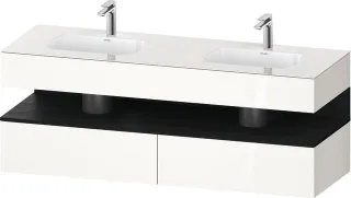 Duravit Qatego Einbauwaschtisch mit Konsolenwaschtischunterbau Weiß Hochglanz 1600x550x600 mm - QA47 QA4797016220000
