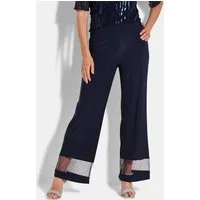 GOLDNER Stoffhose Kurzgröße: Weite Hose VERA mit Mesh-Details Schmeichelnde, elegante Hose mit weitem Bein und transparentem Saum
