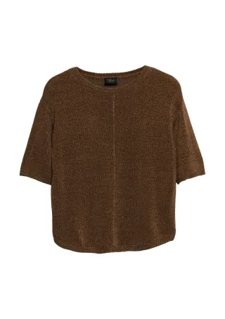s.Oliver BLACK LABEL - Kurzarm-Strickpullover braun - Gr. - S
