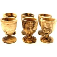 Olivenholz-erleben Eierbecher KLASSIK gedrechselt aus edlem Olivenholz, (Set, 6-tlg., 6x Eierbecher), Handarbeit, Angenehme Haptik, Lebensmittelecht & unbehandelt