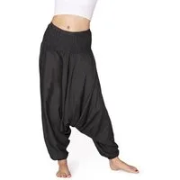 PANASIAM Haremshose Aladinhose einfarbig Haremshose aus 100% natürlicher Viskose Pumphose für Damen bequeme Freizeithose Pluderhose