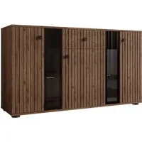 MIRJAN24 Kommode Salsa II (mit 3 Türen und Schublade), mit Glasregale, LED-Beleuchtung als Option