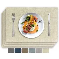 Vivi Idee Platzset Tischset Tischmatte Kunstleder, abwischbar wasserdicht Anti-Rutsch, Hitzebeständig beidseitig, 45 x 30 cm, 4er Set