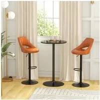 HOMCOM Bartisch Küchentisch für Wohnzimmer, Esszimmer (Esstsich, 1-St., Stehtisch), Stahl, Schwarz, Ø60 x 102 cm