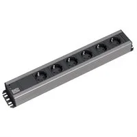 Bachmann Handwerkerleiste 6x Schutzkontakt, 19-Zoll-Rack kompatibel Steckdosenleiste (Kabellänge 2 m), 300.000