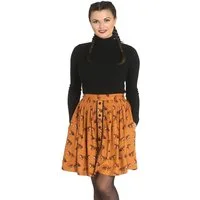 Hell Bunny A-Linien-Rock Vixey Skirt Braun Retro Vintage Swing