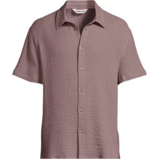 Doppellagiges Kurzarm-Hemd für Herren, Herren, size: regular, Braun, by Lands' End