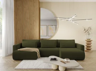 Wohnlandschaft Sofa mit Schlaffunktion CHAIRA Stoff Curio Grün