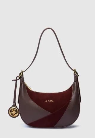 LA FIERA Zwei-Farben Schultertasche in Braun und Bordeaux