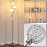 hofstein Stehlampe »Lerici« Stehleuchte Nickel-matt/Silberfarben, stufenlos dimmbar, ohne Leuchtmittel, mit 3 DrahtKugeln, G9, mit Fußschalter