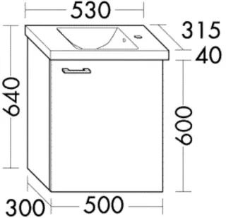 Burgbad Keramik-Waschtisch+Waschtischunterschrank System 30 Preisgruppe 3 Diago Schwarz Solid SHLJ053RF6560C0001