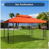 Outsunny Pavillon-Ersatzdach 3 x 4 m, mit Doppeldach, 180 g/m², 400 x 400 cm (Ersatzdach, Gartenpavillonersatzdach), für Gartenpavillon, Polyester, Rostrot