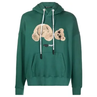 Palm Angels Kill The Bear Logo Waldgrüner Kapuzenpullover