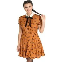 Hell Bunny A-Linien-Kleid Vixey Braun Vintage Retro Skater Dress