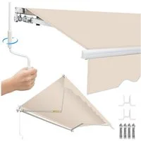 Clanmacy Markise Gelenkarmmarkise Balkonmarkise Sonnenmarkise UV-Schutz 350x300cm Beige