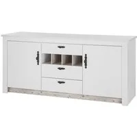 Home affaire Unterschrank Florenz, Küchenunterschrank in Pinie Weiß, Unterschrank mit verschnörkeltem Metallgriff, im Landhausstil, Arbeitshöhe 92 cm