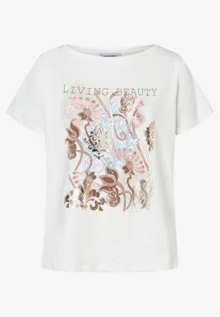 MORE & MORE - T-Shirt mit Print weiß - Gr. - 38