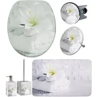 Sanilo Badaccessoire-Set Good Feeling, WC-Sitz mit Absenkautomatik, Badteppich 70 x 110 cm, Waschbeckenstöpsel, Badewannenstöpsel, Seifenspender, WC-Bürste, 6 tlg., hochwertig & modern, universell, leichte Montage