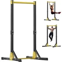 Rutaqian Klimmzugstange Stationäre Kraftstation bis 180kg, 11 Stufen Power Tower Dip Station, Freistehende Pull-Up Bar für Home Gym,103 x 105 x 215 cm
