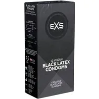 EXS Kondome Black Latex - Comfy Fit, schwarze Kondome Packung mit, 12 St., tiefschwarze Kondome, anatomische Form für mehr Komfort, schwarzes Latex