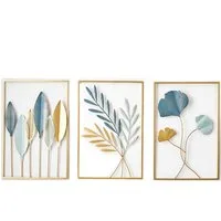 TUWENA Wanddekoobjekt 3er Set Gold Wanddeko Metall Moderne Wandornament Heimdekoration (3 St)