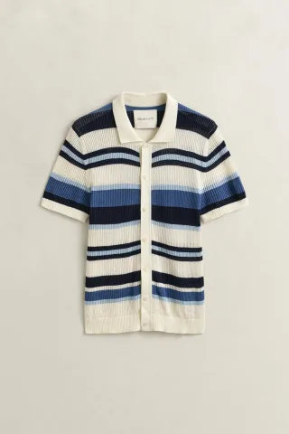 GANT - Gestreifter Polopullover vintage blue - Gr. - M
