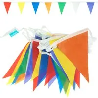 Goodymax Hängedekoration Wimpelkette Farbmix mit 7 Farben Polyester-Stoff (14 x 20 cm / 7 Meter lang, 1 Wimpelkette), 25 Wimpel