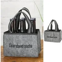 CEPEWA Flaschenträger Flaschenträger 'Feierabendtasche' 22,5x15x14cm grau Filz 6 Flaschen