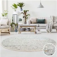 TaraCarpet Wollteppich TaraCarpet Handwebteppich Frankeneck, rund, Höhe: 13 mm, Handgewebter Teppich gewalkt Wohnzimmer Schlafzimmer Esszimmer 130x130