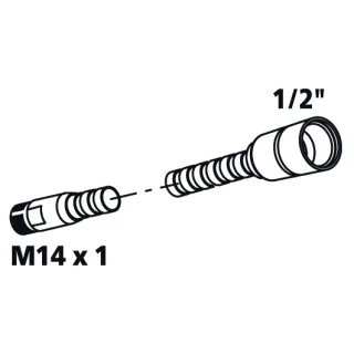 KWC Auszugschlauch SYSTEMA L1500, M14x1/1/2" Hülse lang Edelstahl,534621 534621