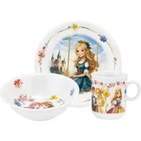 Seltmann Weiden Kindergeschirr-Set Compact Prinzessin, Kinder-Set 3-teilig (3-tlg), 1 Personen, Porzellan, 1x Frühstücksteller 19 cm, 1x Schüssel 16 cm, 1x Becher 0,25 l