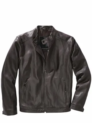 Mey & Edlich Herren Minimalist-Blouson Braun 100 % Leder (Lammnappa)