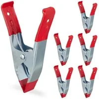 relaxdays Klemmen Klemmzwingen Metall 6er Set, (6-St), rot